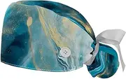 [YTYVAGT] 2-Pc,Gourd-Shaped Working Cap,Fisherman Hat with Buttons and Cotton Sweatband,Abstract Abstract Ink Marble Stone