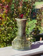 Vase 9” tall - Pottery Handmade - Slab Built - Small Studio Vancouver Artist