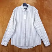 A.P.C. Shirt Mens Small White Stripe Button Up Pocket Long Sleeve CLEMENT $250