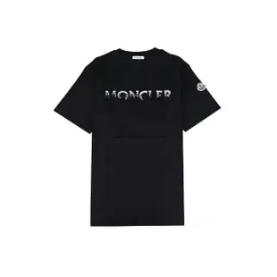 【MONCLER】亮片刺繡LOGO寬鬆圓領T恤(黑/女款)