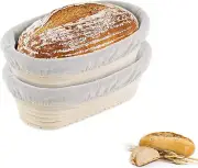 10 Inch Oval Banneton Bread Proofing Basket Set 2 Packs with Cloth Liner for Bak