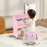 Costway37-Key Electronic Piano Keyboard Toy with Adjustable Microphone-Pink