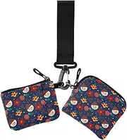 [Amooorous] Blue Merry Christmas Party Dual Wristlet Wallets for Women Thin Flat Change Purse Key Holder with Wristlet Strap for Ladies 2 Packs, Blue Merry Christmas party, 1 size, Casual