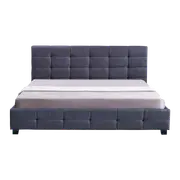 Linen Fabric King Deluxe Bed Frame Grey