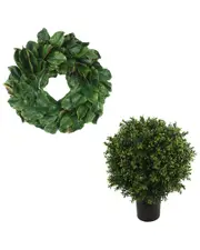 Creative Displays 24in Classic Holiday Magnolia Wreath With UV-Rated Boxwood Drop-In