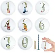 [Lasyman] 8 Pack1.5 Round Ceramics Safari Jungle Animal with Numbers Drawer Knob Nursery Kids Room Cabinet Drawers Dresser Knobs and Pulls