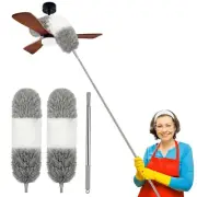 Duster with Extension Pole,Cobweb Cleaner Duster Tools with 2 Microfiber Head...