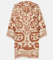 [Zimmermann] Zimmermann Wylie Hooded printed cotton terry beach dress AU 6 white