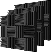 TroyStudio Thick Acoustic Foam Panels, 12 X 12 X 2 Inch 36 Pcs Broadband Sound Absorbing Foam, Dense Soundproof Padding Tile, Recording Studio Foam Absorber, Groove Decorative 3D Wall Ceiling Panel