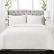LUSH DECOR FULL/QUEEN AVA DIAMOND 3 PIECE COTTON QUILT SET IN COLOR WHITE NEW