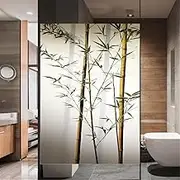 Window Film Privacy Non-Adhesive Bamboo Forest Decorative Frosted Static Cling Window Stickers for Home Office 89x200cm(35"x78.74")