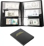 60 Pockets Paper Money Album Currency Banknote Collection Leather Album Book Cash Holder Storage