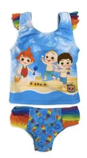 Cocomelon Swimsuit Toddler Baby Girl Tankini Swim Set 2 Piece Size 18 Months NWT