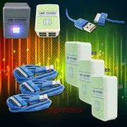 3X 4 USB PORT HUB AC WALL ADAPTER+6FT CABLE POWER CHARGER SYNC BLUE GALAXY TAB