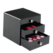 35360 3-Drawer Plastic Vanity Organizer, Compact Storage Organization Black