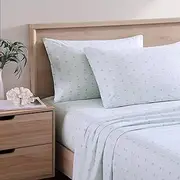 [Tommy Bahama] Queen Sheets, Cotton Percale Bedding Set, Crisp & Cool, Stylish Home Decor (Kaw Palms Blue, Queen)