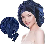 Silk Bonnet for Sleeping Women Satin Bonnet Double Layer Night Sleep Cap with Elastic Tie Band for Curly Natural Hair