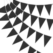 60 Pcs Pennant Banners Flags 100ft String Hanging Triangle Bunting Black