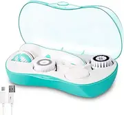 Rechargeable Facial Cleansing Spin Brush Set with 4 Exfoliation Brush Heads - Waterproof Face Spa System by CNAIER - Advanced Microdermabrasion for Deep Scrubbing and Gentle Exfoliating