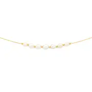 9ct Gold Cultured Freshwater Pearl Trace Necklet in White