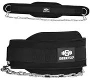 Dip Belt for Weightlifting - GYM Workout Pull Ups Belt with Chain, Black
