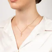 Luminesce Lab Grown 1/2 Carat Diamond Cross Pendant in 14ct Yellow Gold, 9ct Yellow Gold SOLID Curb Chain 45cm 30 Gauge (10147585)