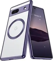 BENTOBEN Magnetic for Google Pixel 7a Case Compatible with MagSafe, Plated Slim Thin Shockproof Soft TPU Electroplated Bumper Charging Protective Phone Cover for Google Pixel 7a 6.1", Dark Purple
