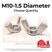 M10-1.5 Stainless Steel Wing Nuts (Choose Qty)
