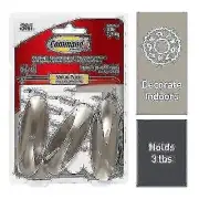 Command™ Medium Designer Hook, Brushed Nickel 3 Pack 3 Pack