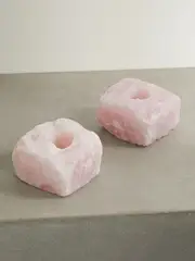 [JIA JIA] JIA JIA - Set Of Two Rose Quartz Candle Holders - Antique rose - One size One size Pink