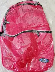 BPG Mesh Back Pack See Thru Gym School Bag Hot Pink Black 18" Front Pocket NEW
