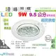 【LED崁燈】LED-9W / 9.5cm。超亮LED崁燈 鋁製 台灣晶片 附專用變壓器整組 #2605