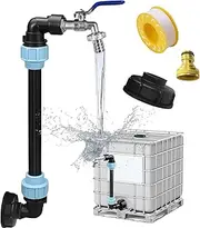 Tyafzzn IBC 3/4 Inch Gooseneck Outlet Tap, IBC Tank S60 x 6 Stopcock with Adapter for Convenient Filling of The Watering Can, IBC Tank Accessories for Rainwater Tank, Water Barrel, IBC Container