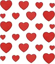 24PCS Red Hearts Patches - Embroidered Iron On/Sew on Heart Shape Patches for Clothing, Dress, Hat, Socks, Jeans