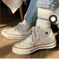 在飛比找蝦皮購物優惠-日本製 converse 經典基本款帆布鞋 米白色🌟24.5