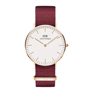 Daniel Wellington DW 手錶 Classic Roselyn 36mm玫瑰紅織紋錶-白錶盤-玫瑰金框 DW00100271