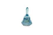 Hand Painted Fenton Glass Mini Hand Bell Iridescent Blue with White Ruffle Bell