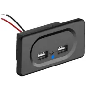 Car USB Charger Socket 3.1A Fast Charging Power Outlet Blue LED Indicator Light (for: Smart)