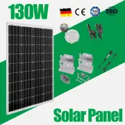 12V 130W Fixed Mono Solar Panel Kit Home Caravan Boat+ Solar Mounting Brackets