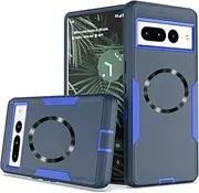 Designed for Google Pixel 7 Pro Case, Compatible with Magsafe, Fits Wireless Charge, Drop Protection, Dustproof, No Fading, No Yellowing, Hard PC & Soft TPU Case for Men Women (Blue)
