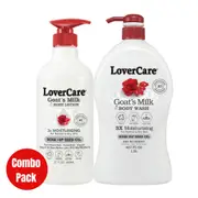 Combo Pack - LoverCare Goat's Milk Body Wash Rosehip Seed Oil 1.2 L & Body Lotion - Rose Hip Seed Oil 800 ml
