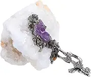 JUMPLAWN Natural Crystal Miner Figurine Unique Agate Sculpture for Home Display Irregular Gemstone Cluster Decoration Handmade Craft Eye Catching Table Accent