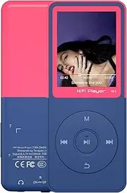 Bluetooth Mp3 Player, Classic Portable Mp3 & Mp4 Players for Kids,HiFi Music Player with Video Play,FM Radio,Recording,E-Book,Alarm Clock,Mp3 Play up to 50 Hours with SD Card Slot Pink 64GB