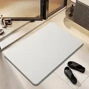 White Stone Bath Mat, Non-Slip Diatomaceous Earth Shower Mat, Quick Drying Super Absorbent Stone Bath Mats for Bathroom, Kitchen, 60 * 40Cm