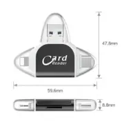 Multi-Port 4 in1 Universal Card Reader USB C Hub Multiport Adapter Plug and Play