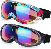 Yizerel Ski Goggles, Pack of 2, Snowboard Goggles for Kids, Boys & Girls, You...