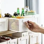 塑料收纳篮日式桌面带标签收纳筐宿舍家用厨房整理储物 Kitchen cookware set/824