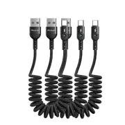 (3-PACK) Mcdodo USB To Type-C Fast Charging Cable, Coiled Braided Retractable Charger For iPhone 15 Pro/Max/Plus, Samsung Galaxy S23/S22/S21/S20/Ultra/Plus, Switch, Pixel (1.8m)