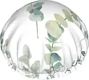 Eucalyptus Leaves Print Various Activities Shower Cap Reusable Soft And Lightweight Bath Hair Cap Long Hair