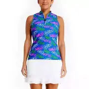 TZU TZU Bella Ladies XS Medium Large Feather Party Sleeveless 1/4 Zip Top NEW